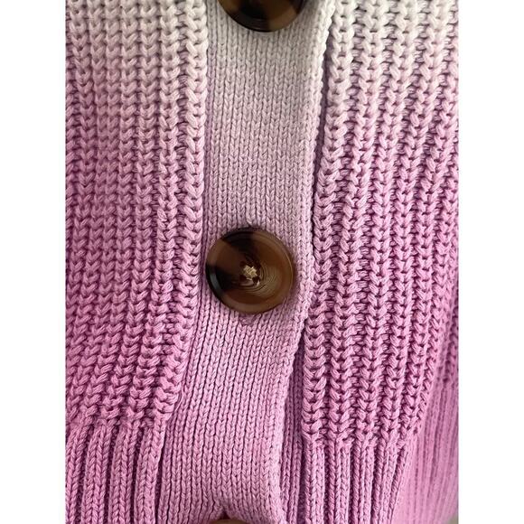 Ann Taylor Ombre Cardigan Cotton Purple Begonia Women's Size M - Picture 7 of 10